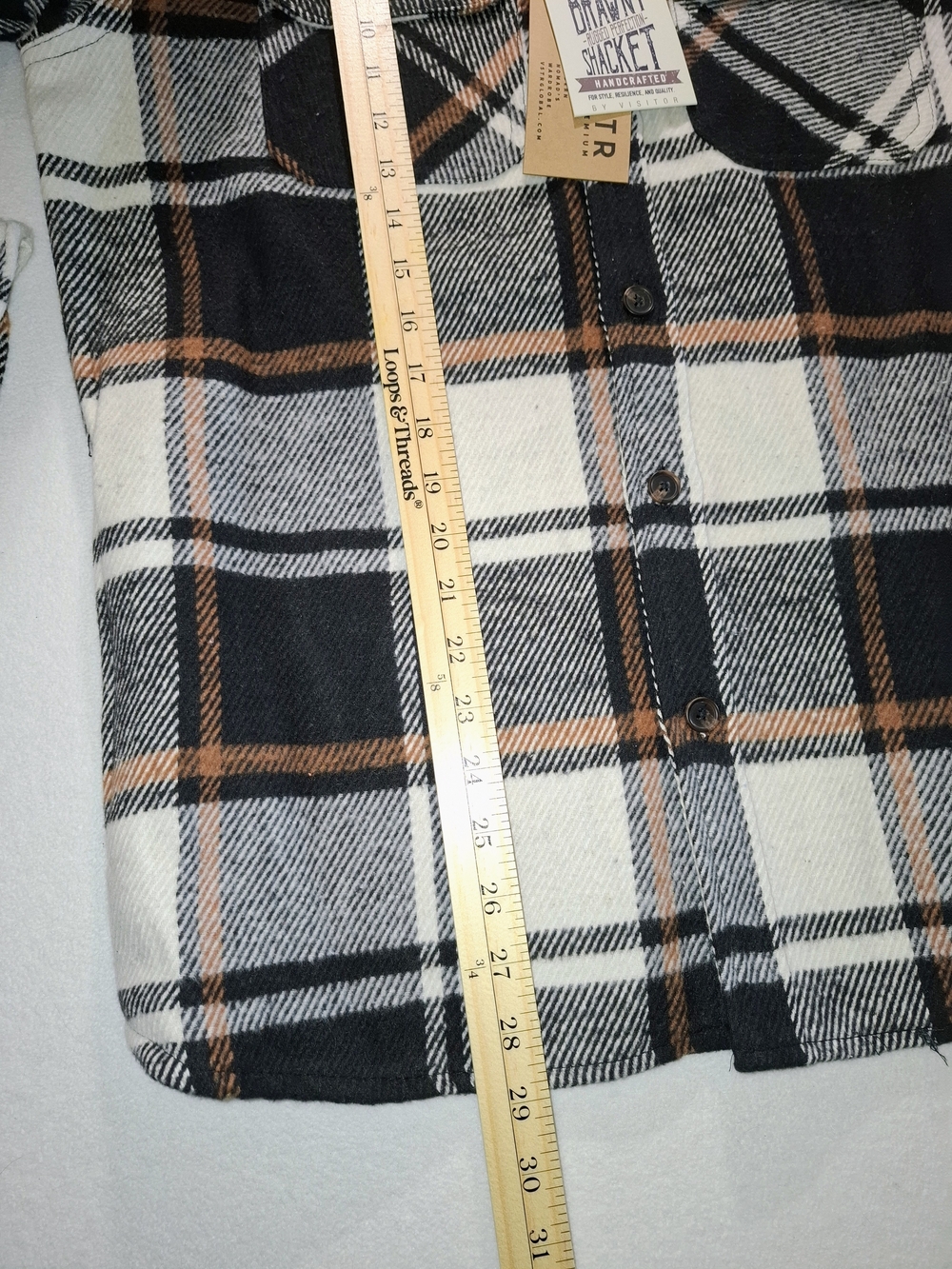 VSTR Lightweight Plaid Shirt Jacket - Black, White & Brown - Picture 4 of 11